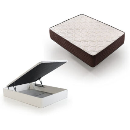 Pack Colchón Descansin + Canape Abatible 90x190  Color Blanco  Maxima Comodidad  Gran Almacenaje