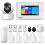 Sistema de alarma para el hogar, inalámbrico WiFi 4G con cámara de vigilancia de 1080p y pantalla táctil de 4,3", compatible con Alexa y Google Home.